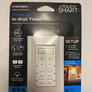 MyTouchSmart 24-Hour in-Wall Digital Timer, 4 Programmable Easy On/Off Buttons